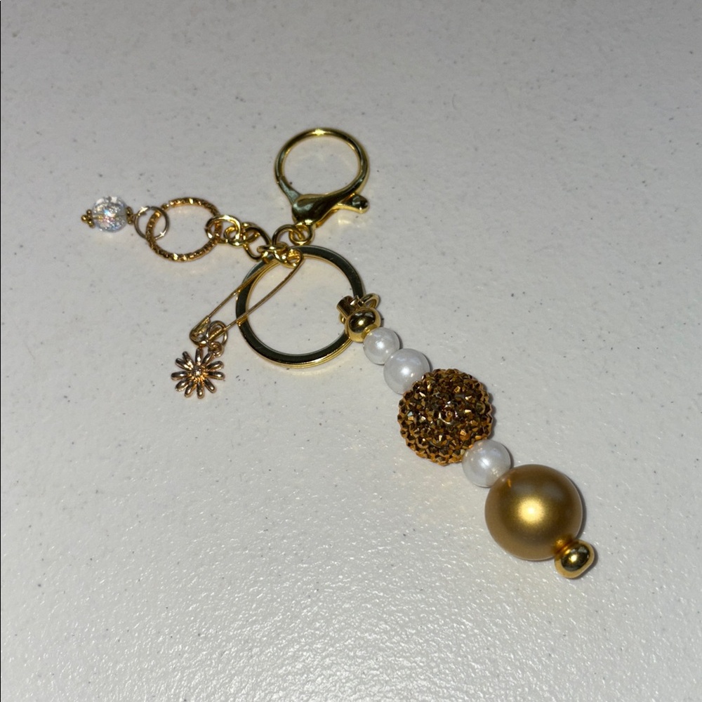 Elegant Gold and Faux Pearl Keychain by Sassy Charmer